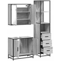 VidaXL Badmöbel-Set 3-tlg. Grau Sonoma