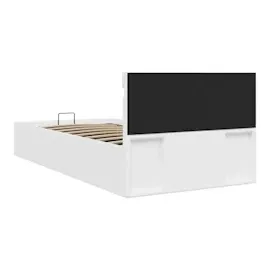 vidaXL Stauraumbett hydraulisch LED 90 x 200 cm weiß