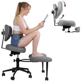 Chiusuet ADHS-Schreibtisch-Kniestuhl, ergonomischer Bürostuhl, 360° drehbar, Meditationsstuhl mit Rollen, verstellbare Höhe für Meditation, breites Kreuz-Design, Lendenwirbelstütze