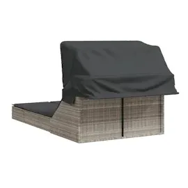 vidaXL Doppel-Sonnenliege mit Dach 200 x 52 x 26 cm Hellgrau