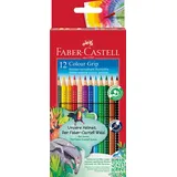Faber-Castell 112412 Colour Grip Buntstifte für Kinder, 12er-Buntstifte-Set, Malstifte mit Grip und dreieckigem Schaft, wasserlöslichen Pigmenten, leicht auswaschbar und bruchsicher, Schulsachen