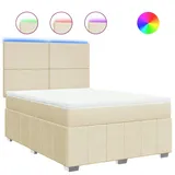 vidaXL Boxspringbett mit Matratze Creme 140x200 cm Stoff