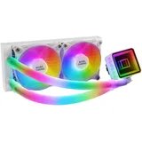 Mars Gaming ML-ULTRA240 Weiß, Flüssig-CPU-Kühlung, TDP 500W, Infinity Mirror, 2 Silent FDB ARGB Lüfter, ARGB Rohre, Universal Multisocket