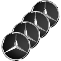Mercedes-Benz Radnabenabdeckung Stern erhaben schwarz für Durchmesser 66.8 mm 4-