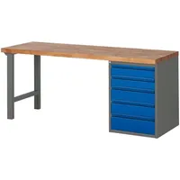 Stier Werkbank Premium mit 5 Schubladen BxTxH 2000x700x840mm anthrazitmetall