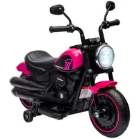Homcom Elektromotorrad mit 2 abnehmbaren Stützrädern schwarz, Rosa (Farbe: Rosa Schwarz)