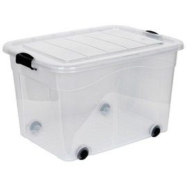 Kreher Aufbewahrungsbox »Roller-Box«, mit Rädern und verschließbarem Deckel, farblos