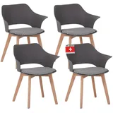 Albatros Esszimmerstuhl, Grau Kunststoff, 64x76x57 cm, Esszimmer Stühle, Esszimmerstühle 4er Set AALBORG, - Beine aus Buche Massiv-Holz, Skandinavisches Retro-Design, bequemer Schalenstuhl - Eleganter Küchenstuhl, Stuhl für Esstisch