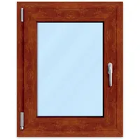 Kunststofffenster Holzoptik, Golden Oak außen, Weiß innen, Kömmerling 70 AD, 510 x 510 mm, individuell konfigurieren