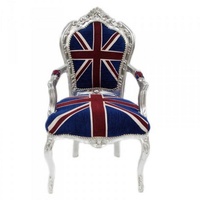Casa Padrino Barock Esszimmer Stuhl mit Armlehnen Union Jack