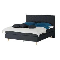 SKAGEN BEDS Boxspringbett  Weave ¦ schwarz ¦ Maße (cm): B: 140 H: 122