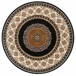 Teppich HOME AFFAIRE "Shari, Made in Belgium" Gr. 9, schwarz, H:7mm Ø:140cm, Kunstfaser, Teppiche, Orient-Dekor, mit Bordüre, Kurzflor, weich, pflegeleicht, elegant