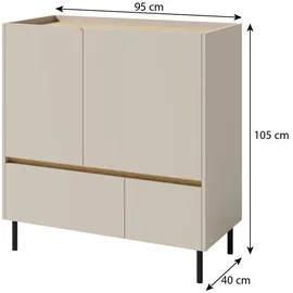 beautysofa Kommode LICO 95 x 105 x 40 cm Sandbeige