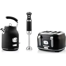 Westinghouse Retro Frühstücks-Set schwarz 3-tlg. mit Stabmixer