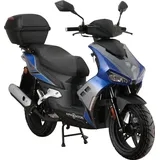 Alpha Motors Mustang FI 50 ccm 3,0 PS 25 km/h Blau-Grau inkl. Topcase