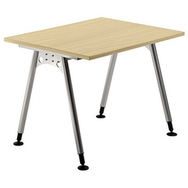 Hammerbacher Schreibtisch ahorn quadratisch, A-Fuß-Gestell silber 80,0 x 80,0 cm