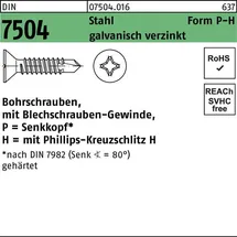 Hörger & Geßler DIN 7504 Form P Senkkopf-Bohrschraube VG 4,2x25 Stahl galvanisch verzinkt PH