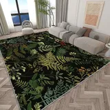 Teppich Wohnzimmer Kurzflor Moderner William Morris-Stil Pflanzen Moos Blätter 140x200 cm Schlafzimmer Teppich Flauschiger Waschbar Teppich, Teppiche für Arbeitszimmer Büro Super Weich Anti-Rutsch