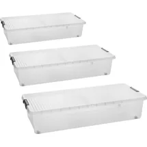 Centi Unterbettbox mit Rollen 80 x 40 x 17 cm 3-tlg. transparent