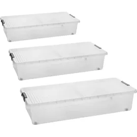 Centi Unterbettbox mit Rollen 80 x 40 x 17 cm 3-tlg. transparent