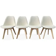 sweeek Skandinavischer Polsterstuhl Bouclé weiß 4er Set