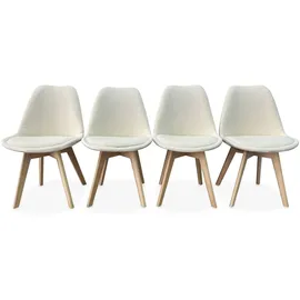 sweeek Skandinavischer Polsterstuhl Bouclé weiß 4er Set