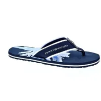 Tommy Hilfiger Herren Flip Flops Palm Print Beach Sandal Zehentrenner, Blau (Desert Sky), 41 - 41 EU