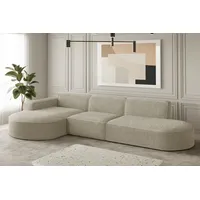 Fun Möbel Ecksofa Designersofa PALMA in Stoff Ascot Champagne