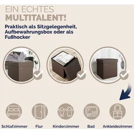 CASARIA Faltbarer Sitzhocker mit Stauraum 2er Set Braun
