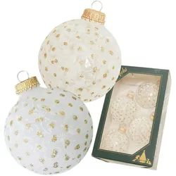 Krebs Glas Lauscha Kristall/Frost, 7cm Glaskugel handdekoriert mit Glitterranken