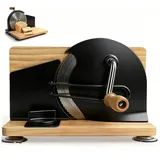 Manuelle Brotschneidemaschine, Allesschneider mit Saugnäpfen, Scheibendicke stufenlos wählbar 1-20mm, Handkurbel hochwertiger Klingenstahl, Einstellbare Schnittstärke und klappbarer Sockel für Brot