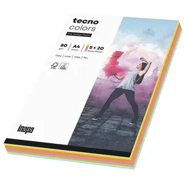 Inapa tecno colors A4 80 g/m2 100 Blatt mixed pastell