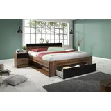 Home Affaire Stauraumbett Beta, Breite 160 oder 180cm, moderne Bettanlage mit 2 Fächer, Bettgestell in zwei Größen inklusive Bettschublade braun 188 cm x 205 cm x 45 cm