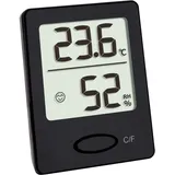 TFA Digitales Thermo-Hygrometer, Hygrometer digital für innen, Luftfeuchtigkeitsmesser zur Schimmelvermeidung, gesundes Raumklima mit Smiley, mit Komfortzonen, 4,6 x 5,9 cm, schwarz