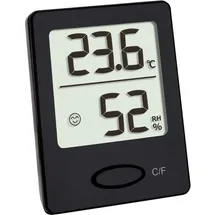 TFA Digitales Thermo-Hygrometer, Hygrometer digital für innen, Luftfeuchtigkeitsmesser zur Schimmelvermeidung, gesundes Raumklima mit Smiley, mit Komfortzonen, 4,6 x 5,9 cm, schwarz