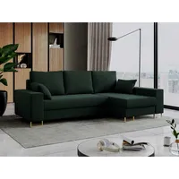 MKS MEBLE Ecksofa - L-Form Sofa mit Schlaffunktion - Wohnlandschaft L Form, Ecksofa mit Schlaffunktion und Bettkasten, Schlafsofa mit Bettkasten, Couch mit Schlaffunktion - Grün Dorian