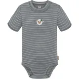 normani Outdoor Sports Baby Merino Kurzarmbody Tihoi in Grau gestreift | Gr.: 74