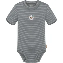 normani Outdoor Sports Baby Merino Kurzarmbody Tihoi in Grau gestreift | Gr.: 74