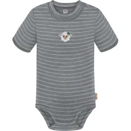normani Outdoor Sports Baby Merino Kurzarmbody Tihoi in Grau gestreift | Gr.: 74
