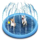 Planschbecken Für Hunde And Kinder,hundepool Für Große & Kleine Hunde,170cm Faltbar Schwimmbad Spritzwasser Spielmatte,garten Outdoor Sommerspielzeug Sprühkissen