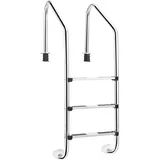 DREAMADE 3 Stufige Poolleiter aus Edelstahl, rutschfeste Einstiegsleiter, Schwimmbadleiter 150 kg Belastbar, Einbauleiter 53 x 63 x 147cm