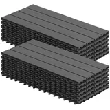 Woltu WPC Terrassenfliesen Terrassendielen Holz-Optik 30x60cm, Fliese Bodenfliese Klickfliese Bodenbelag Grau (12 Stück / 2 m2)