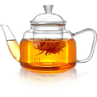 CNGLASS Teekanne Glas mit Siebeinsatz, 20oz/600ml Klarglas Teekanne Herd Safe,losen Blattes und des blühenden Teebereiters