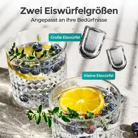 Klamer Eiswürfelmaschine klein (2025), 8 Eiswürfel in 8 Minuten, 11 kg Eiswürfel pro Tag, 2 Eiswürfelgrößen, 1 L Wassertank, Geräuscharmer Eiswürfelb...