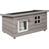 PawHut Katzenhaus Katzenhütte mit Asphaltdach 1 Stück Grau/Weiß/Schwarz
