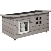 PawHut Katzenhaus Katzenhütte mit Asphaltdach 1 Stück Grau/Weiß/Schwarz