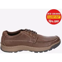Hush Puppies Tucker Schnürer Memory Foam Leder Mokassin Schuhe Brown