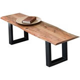 SIT Möbel Sitzbank, Metall, Platte Natur, lackiert, Gestell antikschwarz, 150 cm