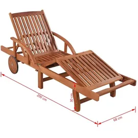 vidaXL Sonnenliege 200 x 68 x 30 cm braun inkl. Rollen klappbar
