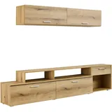 MID.YOU Wohnwand, Eiche, Kunststoff, 2-teilig, 2 Fächer, 1 Schubladen, 247x86x36 cm, Wohnzimmer, Wohnwände, Wohnwand-Sets